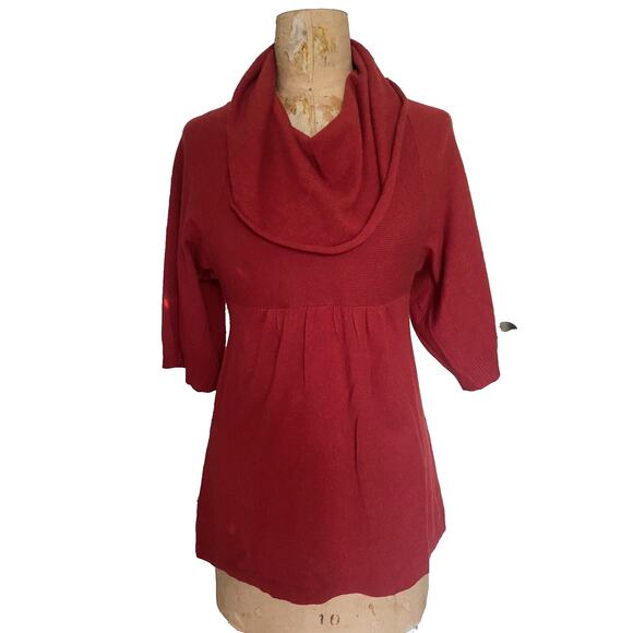 Autumn Cashmere Tie-Back Sweater Red Tunic Knit Size Extra Small Holiday - Picture 2 of 12